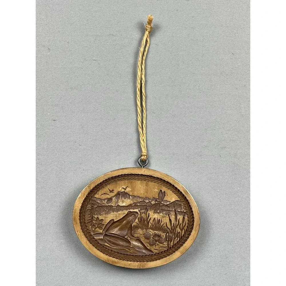 Summer‎ Frog and Dragonfly Springerle Cookie Mold Oval Hand Made in Switzerland